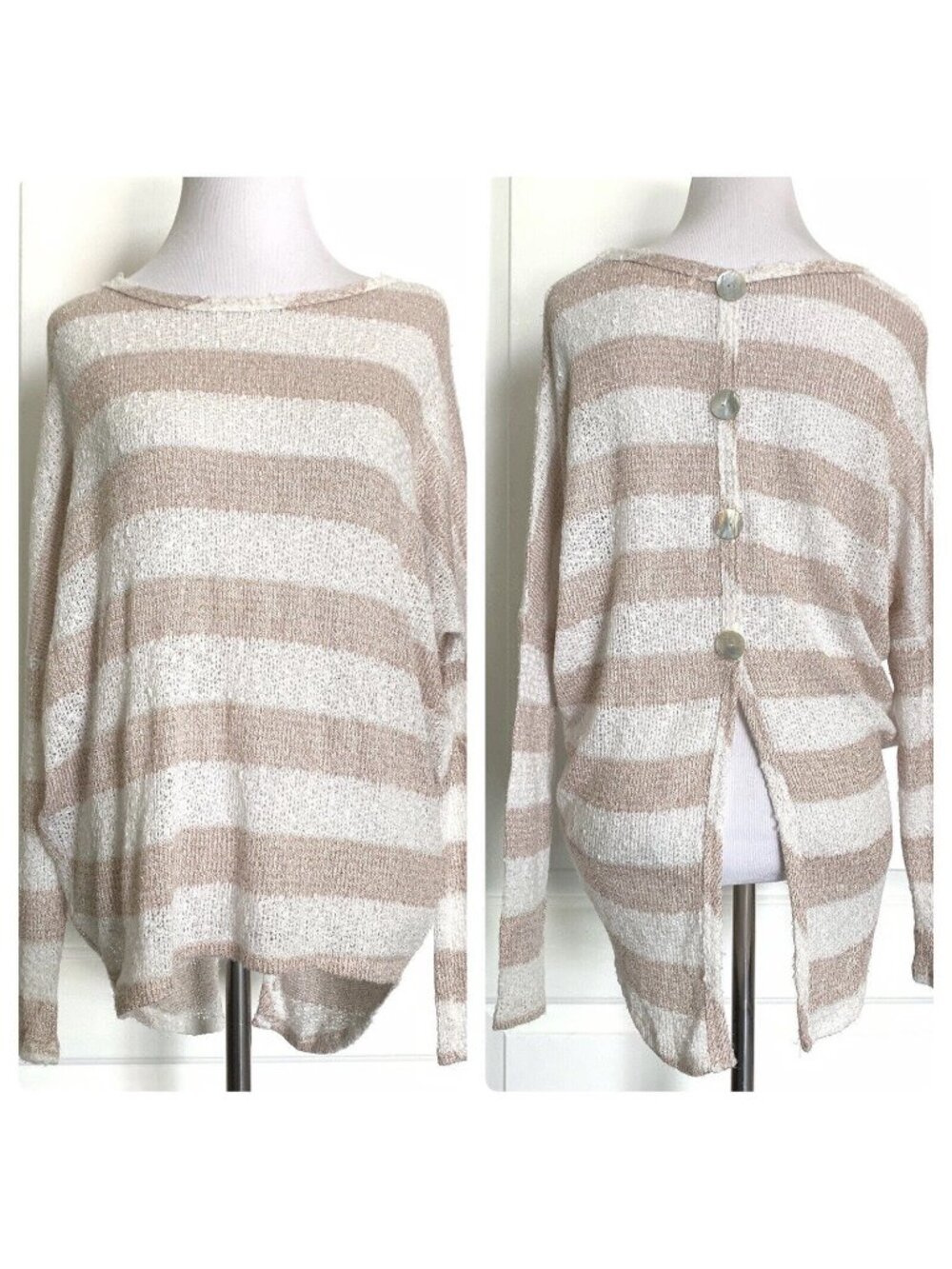 $67 VINTAGE HAVANA Lightweight Knit Sweater Top Button Back Stretch Slouchy M